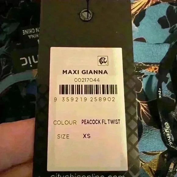 CITY CHIC TEAL MULTI MAXI DRESS SIZE XS 14 - Picture 6 of 7